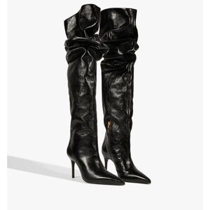 SCHUTZ Black Slouchy Heeled Boots